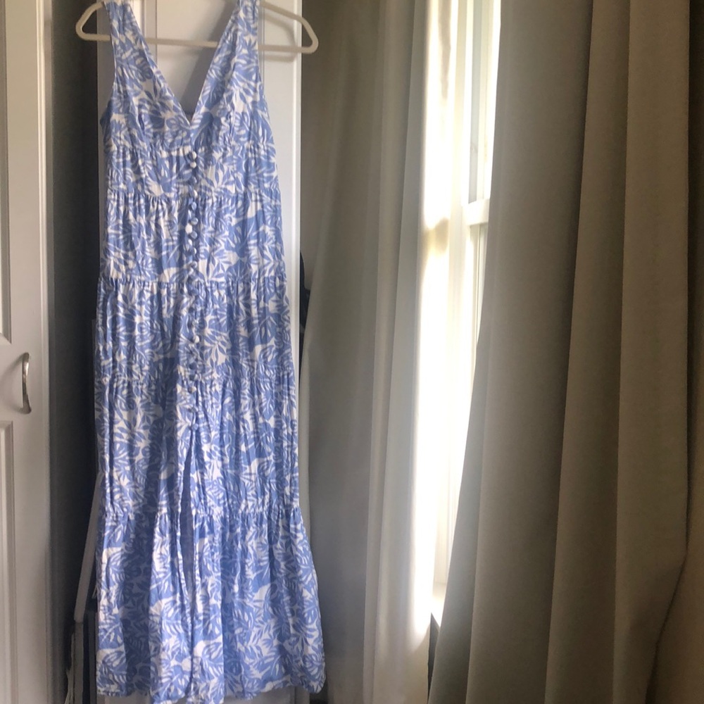 Jessica Simpson Blue and White Maxi Dresd